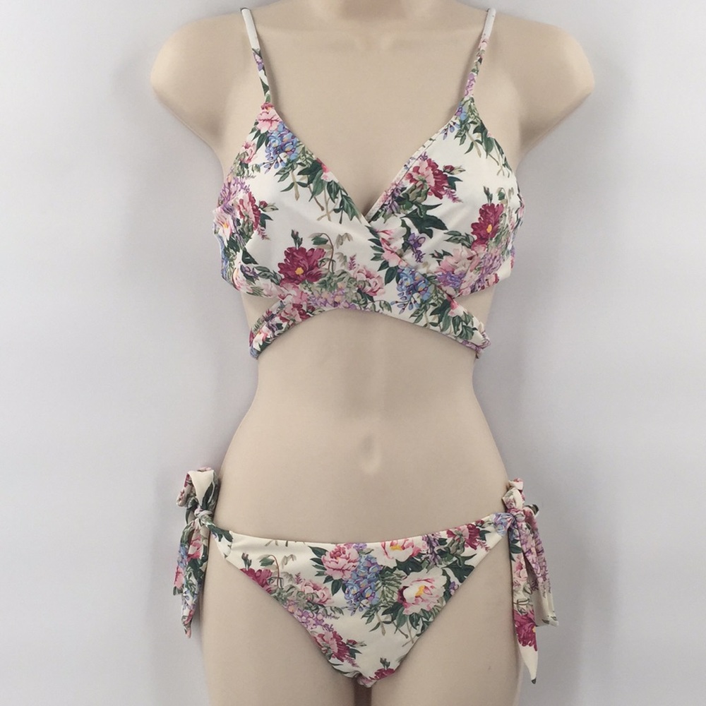 SMYM Ryder Wrap Top Side Tie Bikini Set Floral S/L - Picture 1 of 10